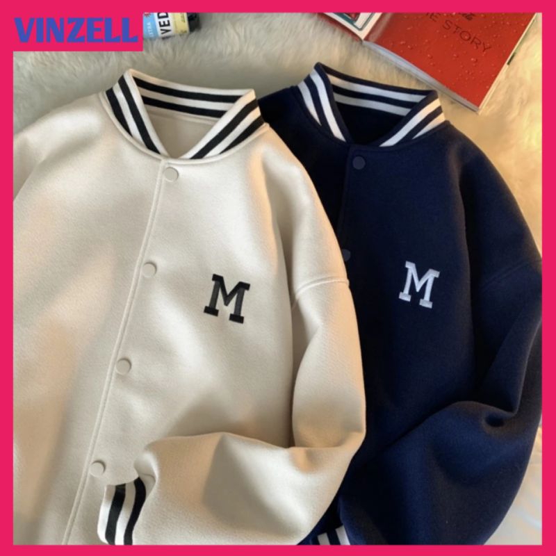 JAKET VARSITY OVERSIZE KOREAN STYLE (S-6XL) JAKET BASEBALL KANCING BOMBER M LOGO OVERSIZED S M L XL 