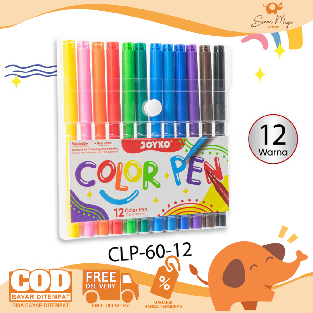 

Joyko Color Pen CLP-60-12 Set 12 Warna / Pulpen Pena Color