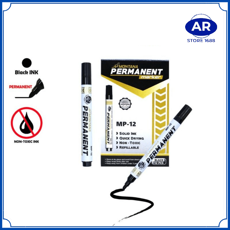 

AR PAKET 5PCS - SPIDOL 1pcs Montana V-TRO MP12 Permanent Hitam Bisa Diisi Ulang MP-12