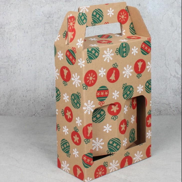 

( 10 pcs ) Kardus Tenteng 2 Botol 1 Liter Natal Box Jinjing Kemasan Minuman Hampers Parcel Christmas