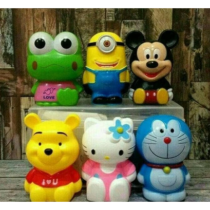 CELENGAN PLASTIK KARAKTER LUCU POOH KERROPI HELLOKITY DORAEMON