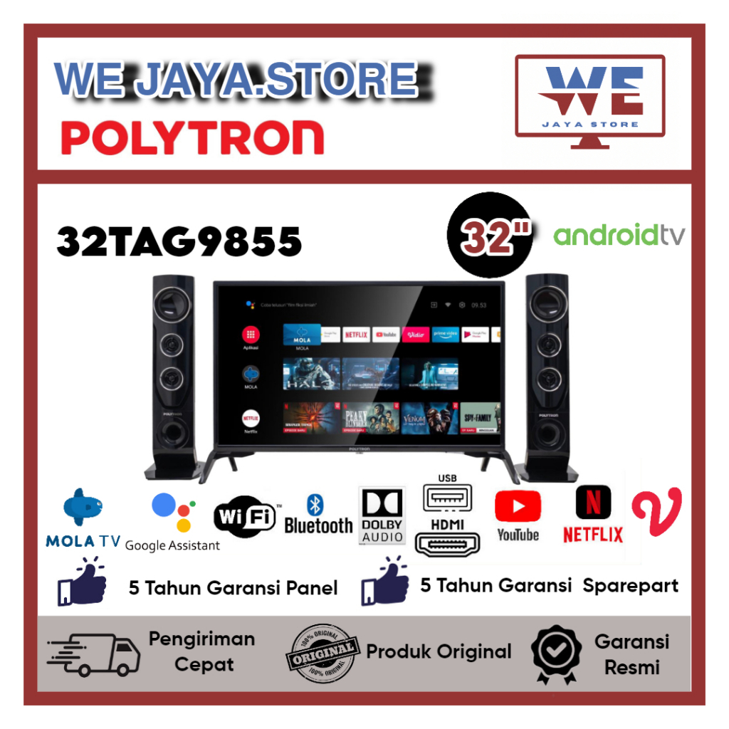 TV LED Android Polytron 32TAG329855 LED Polytron 32 Inch Android TV Polytron