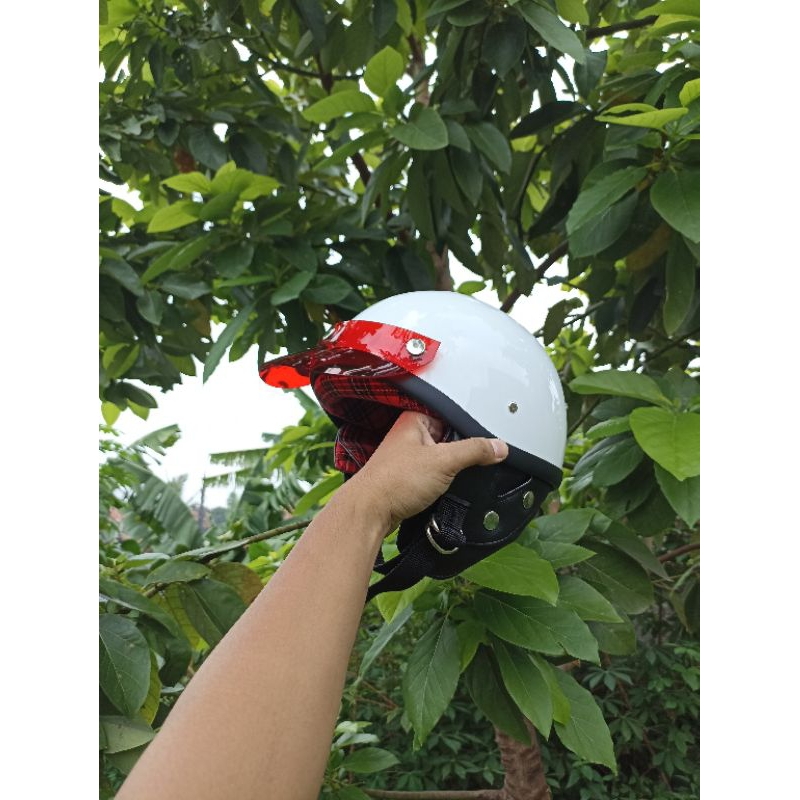 New helm chips custom putih + Pet