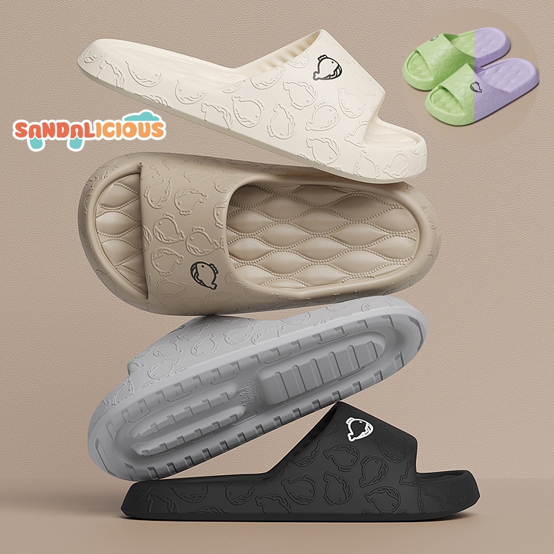 Sandal Slop Couple Jelly Texture Ikan Paus Import - Sendal Unisex Bahan EVA Ringan Empuk Anti Licin