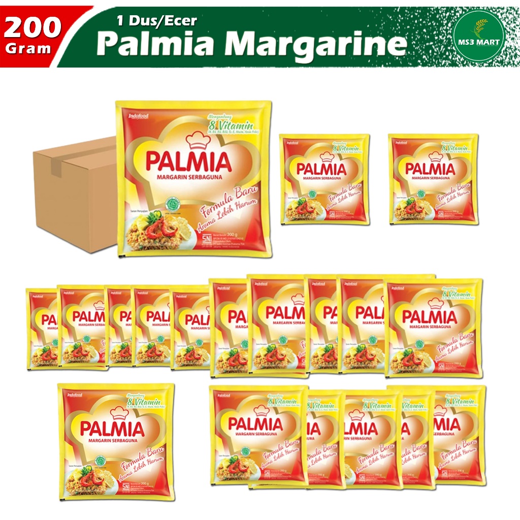 

Palmia Margarine 200 Gram 1 Carton Isi 60 Pcs - MS3 Mart