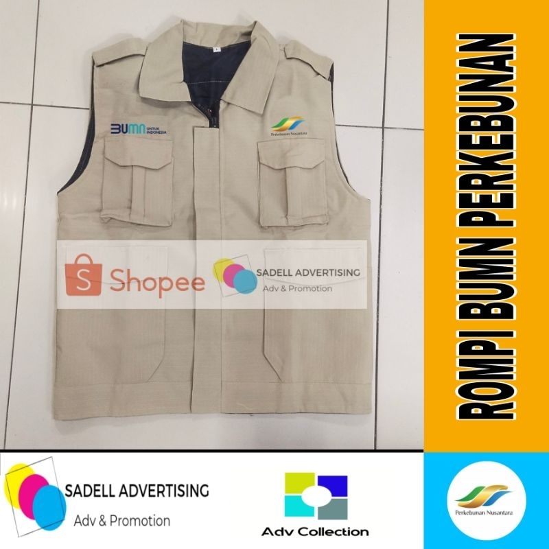 Rompi Perkebunan Nusantara BUMN Vest Perkebunan Nusantara Krem Pria Bordir