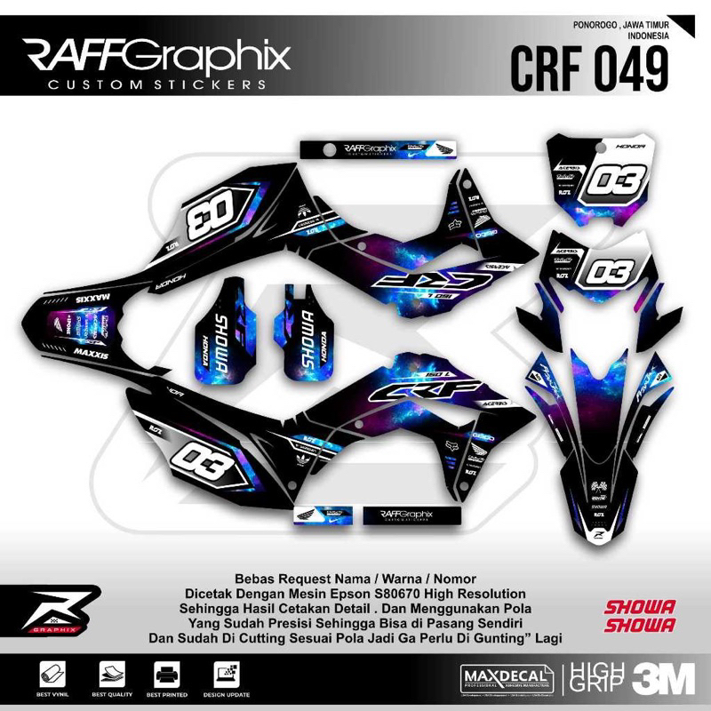 Sticker crf custom- decal crf super glosy- decal crf ungu