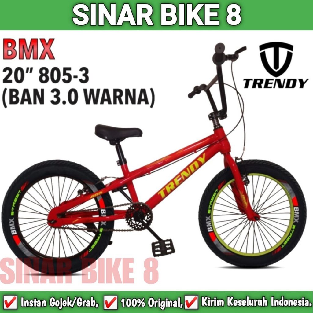 Sepeda Anak Laki BMX TRENDY 805-3 Ukuran 20 Inch Ban Jumbo 3.0 Ban Warna