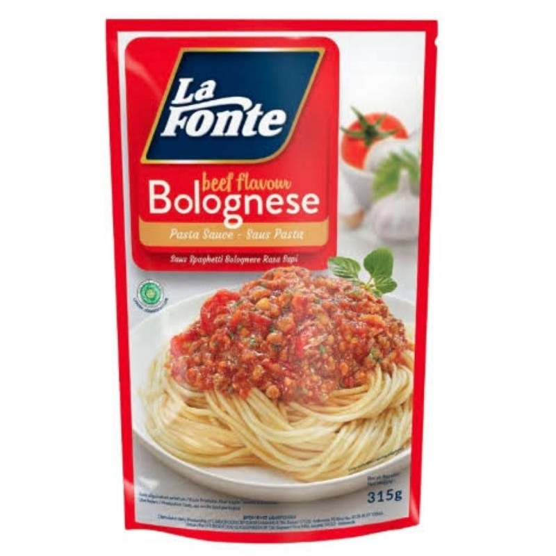 LA FONTE LAFONTE SAUS SAOS PASTA SAUCE BEEF FLAVOUR FLAVOR RASA SAPI BOLOGNESE BOLOGNAISE BOLONAISE 