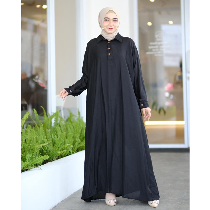 GAMIS HITAM POLOS JUMBO RAYON TWILL PREMIUM