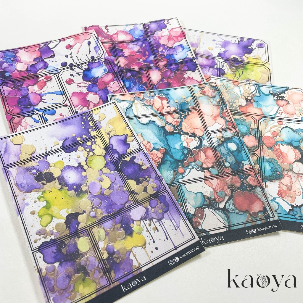 

Stiker Label: Alcohol Ink Splatter Stiker Label percikan tinta alkohol Dekorasi Jurnal Journal Journaling Bujo Scrapbooking