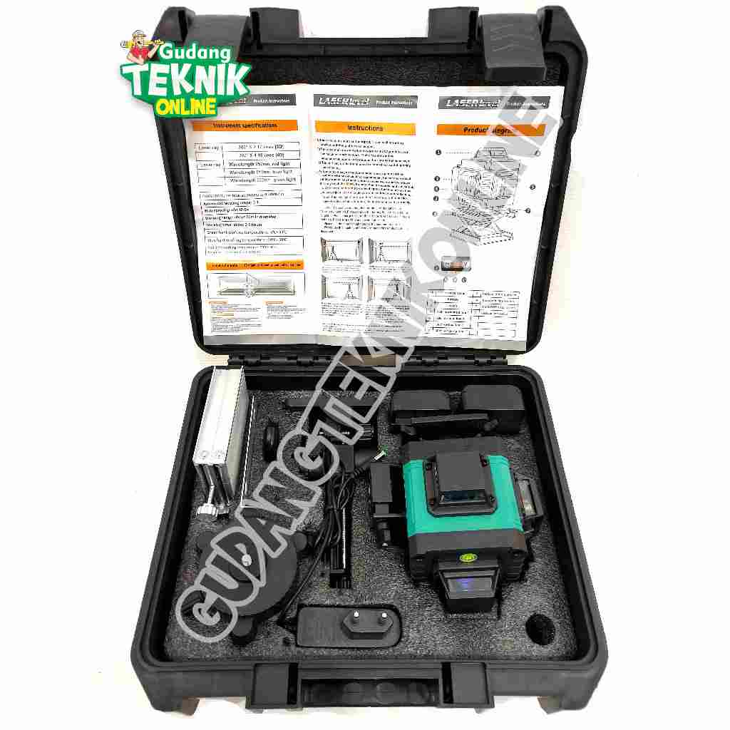 (WIPRO ZL360) Waterpass Laser 4 Line 4D 360 Derajat ZL-360 WIPRO / Water Pass Waterpas Baterai Cordl
