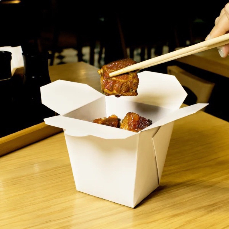 [Pak 50 pcs] Paper Food Pail / Rice Box / Noodle Box grade ivory polos Ukuran (M)