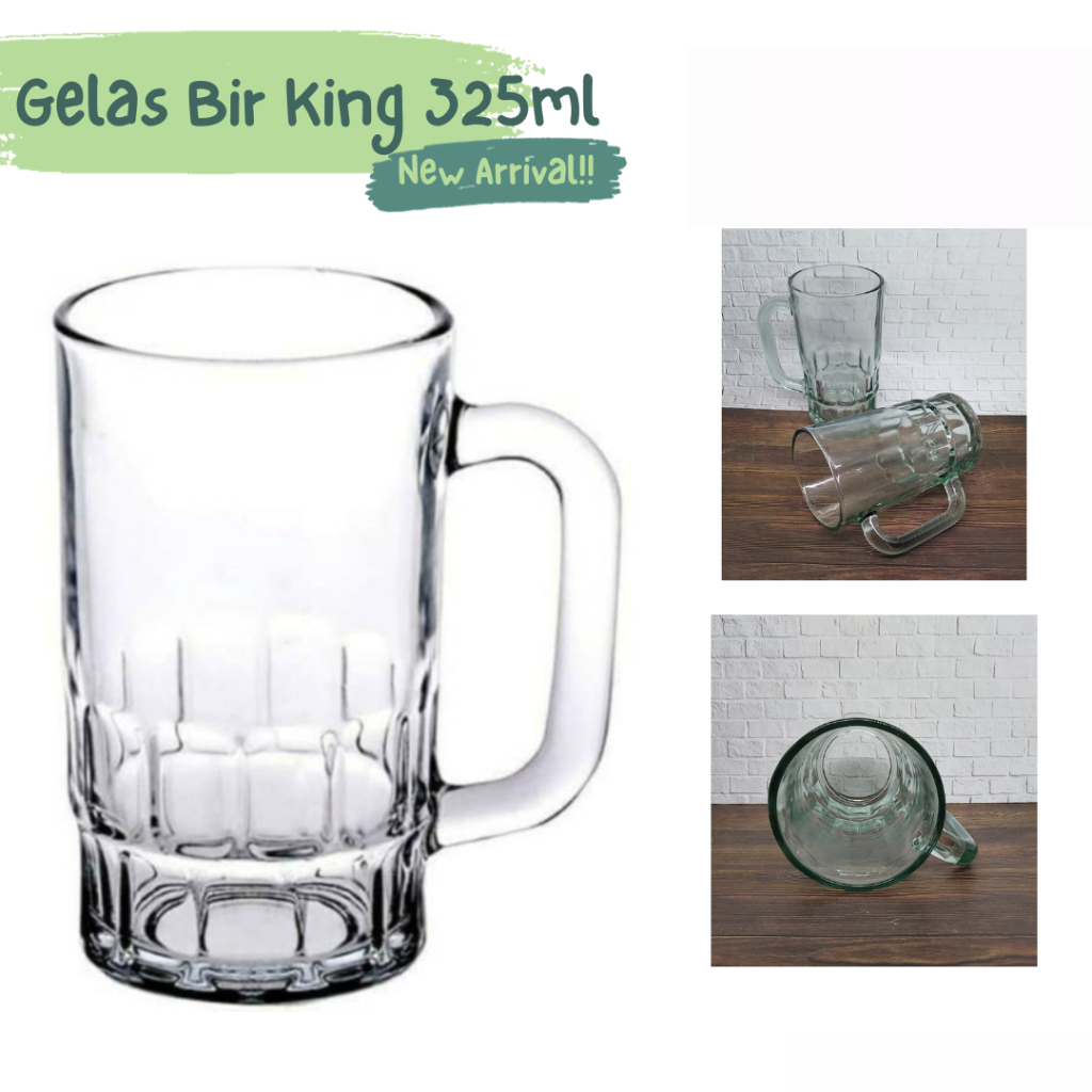 Gelas Gagang Kaca Besar Gelas Teh Gagang Gelas Bir 325Ml B20N (6pcs)