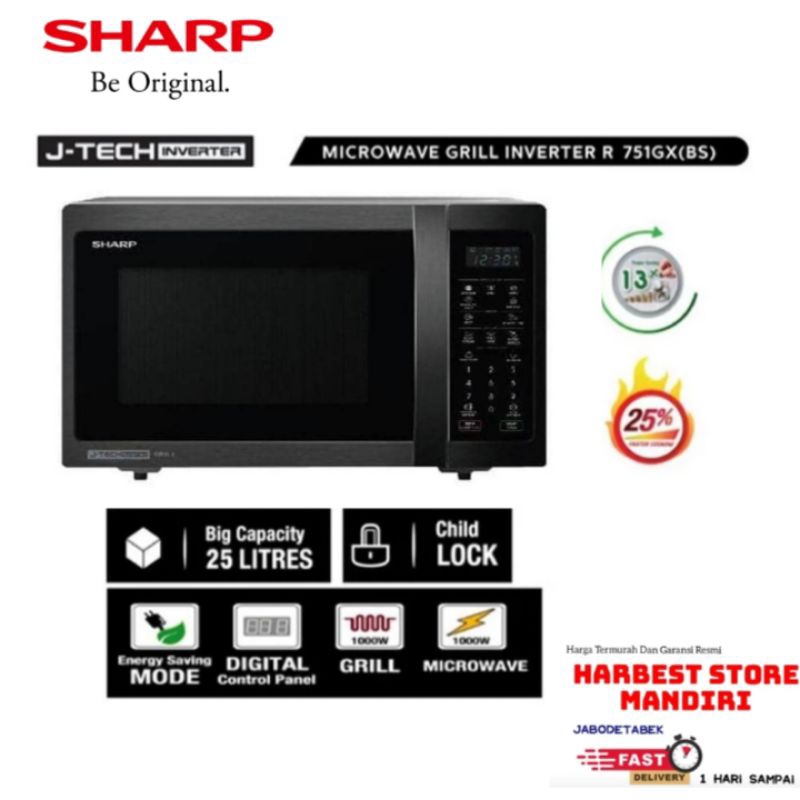 TERMURAH‼️SHARP MICROWAVE OVEN GRILL 25L - J-TECH INVERTER R753GX GARANSI RESMI