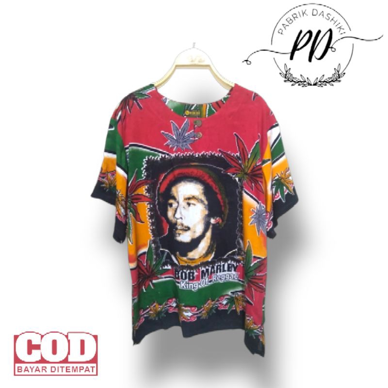 Baju pantai motif bob marley/ baju pria wanita/ baju santai/ baju pantai bob marley