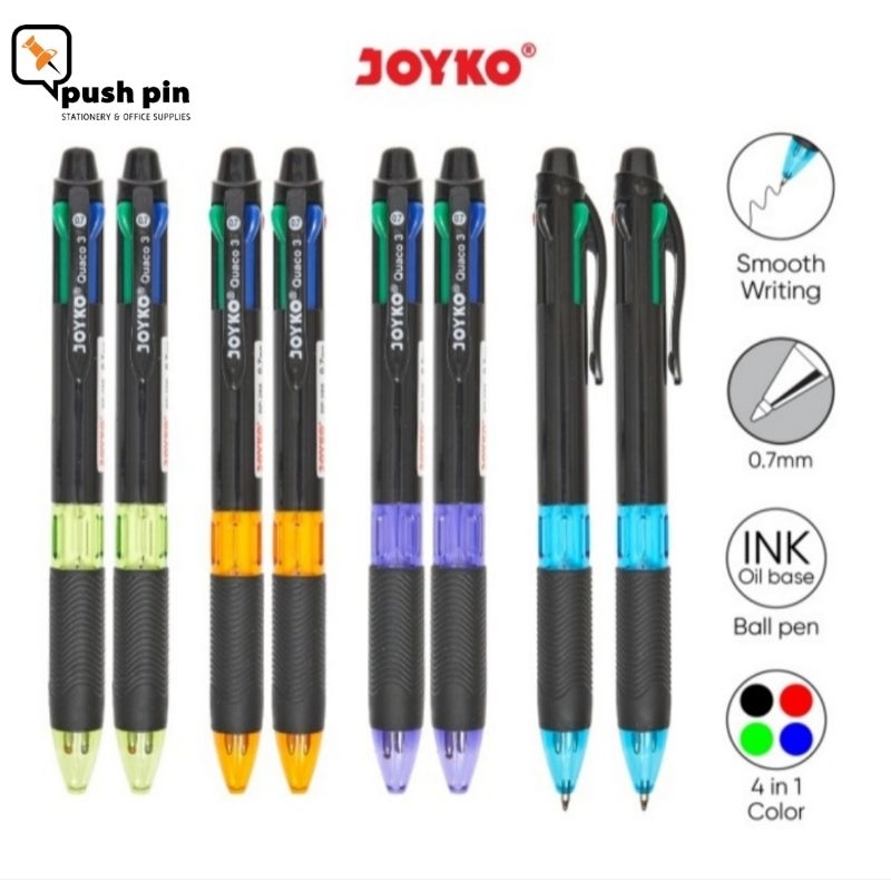 

Ball Pen Pulpen Pena Joyko BP-288 Quaco 3 0.7 mm 4 Warna Colors