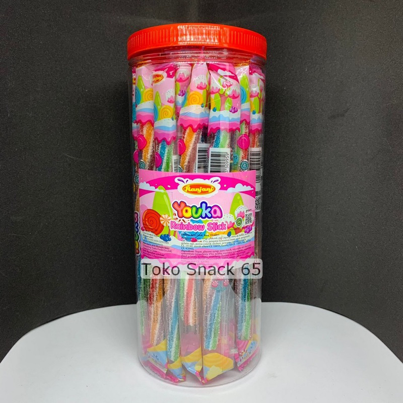 

Permen Gummy Youka Rainbow Stick Ranjani Candy (1 Pack isi 30)