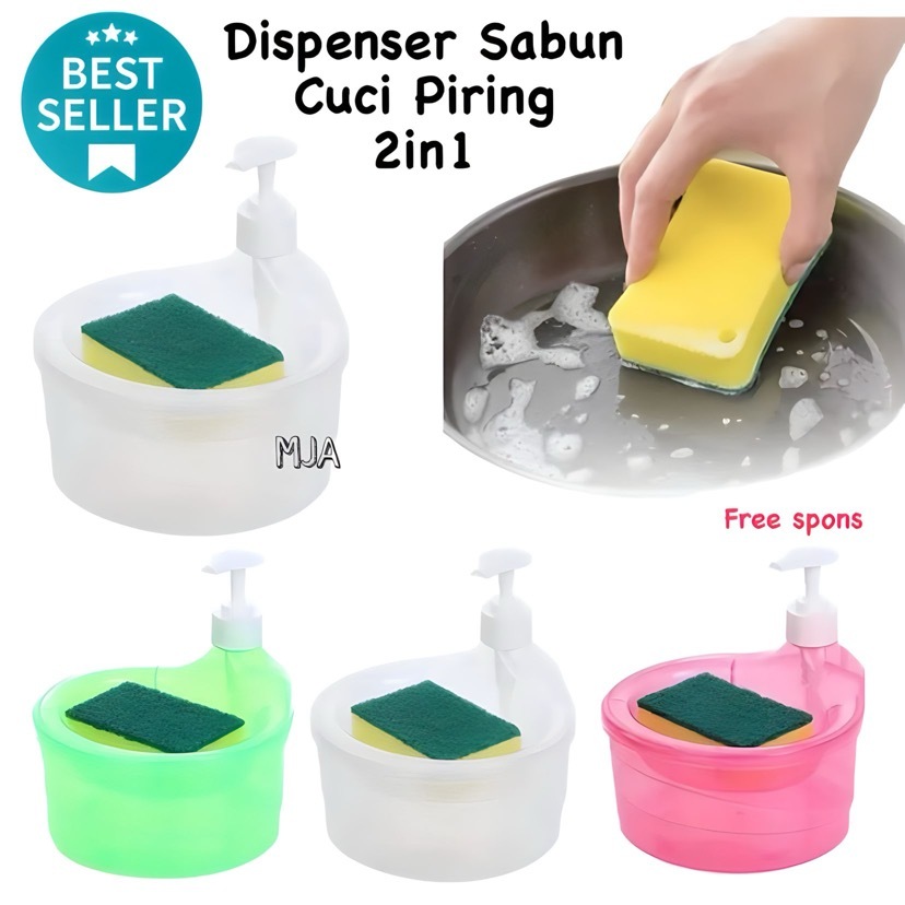 Dispenser Sabun Cair Botol Soap Pump dengan Spons Cuci Piring — 4