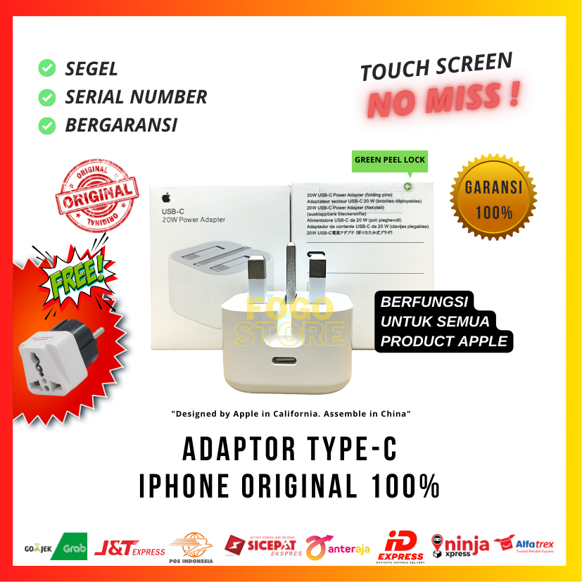 Charger iPhone Ori Adaptor Type C 20W - Fast Charging Ori IP 6, 7, 8 , X, Xs, 11 Pro, 12 Pro Max, 13