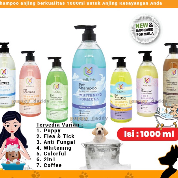 CLNS5341 Stok terbaru  Dog Shampoo 1000ml Volk Pets - Shampoo anjing 1L Premium