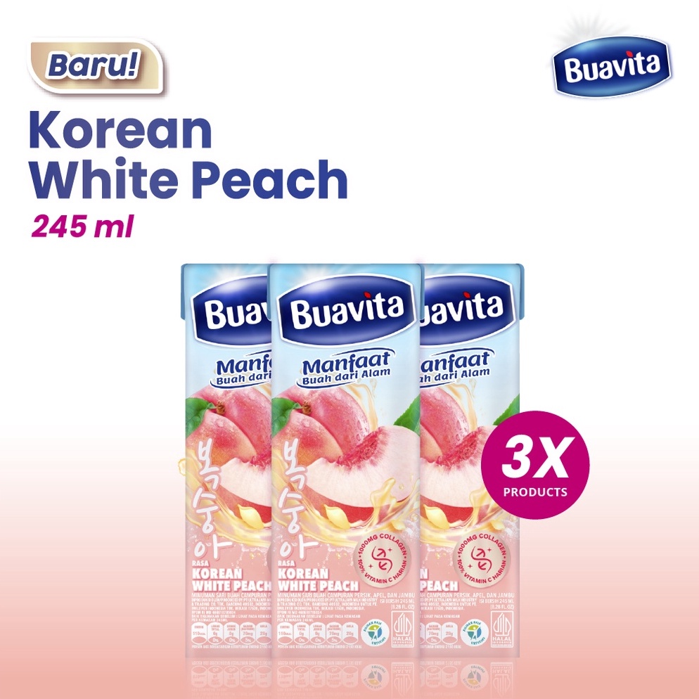 

BAYAR DITEMPAT ✅ Buavita Korean White Peach 245ml Triplepack