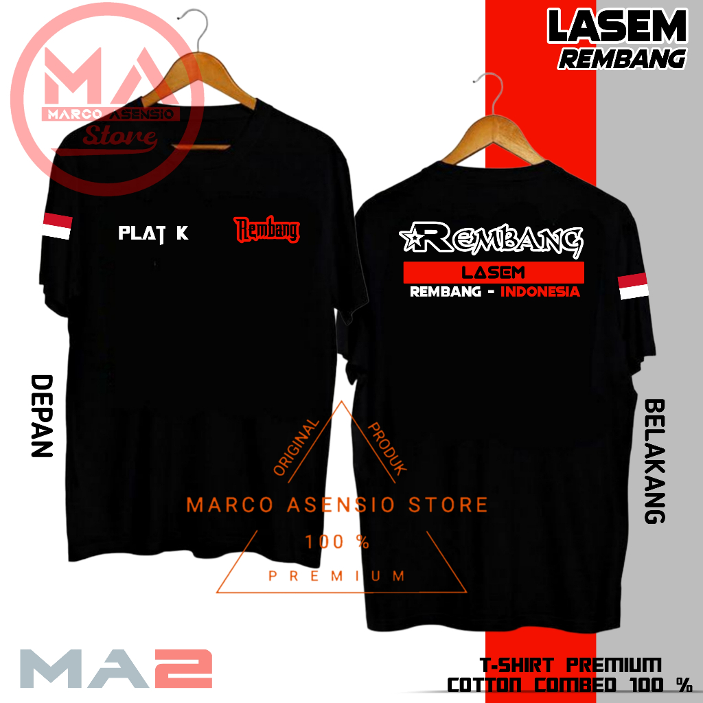 T-SHIRT KAOS HITAM PREMIUM DESAIN TULISAN PLAT K REMBANG | LASEM PAMOTAN PANCUR SALE SARANG SEDAN SL