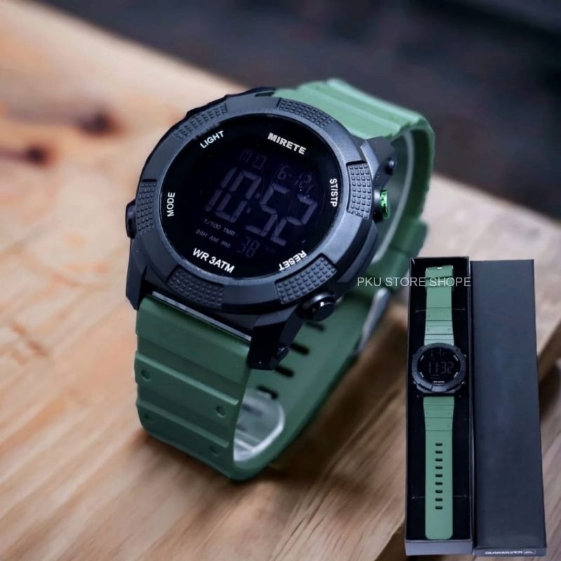 JAM TANGAN PRIA DIGITAL SPORTY MIRETE ORIGINAL WATER PROFF (BISA BUAT RENANG) TALI RUBBER