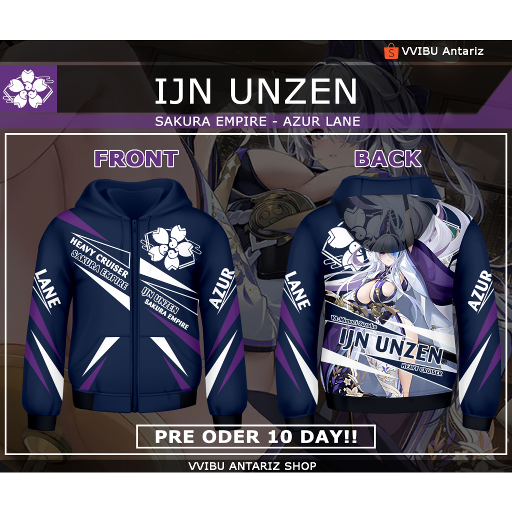 Jaket Hoodie Fullprint Anime Azur Lane IJN Unzen