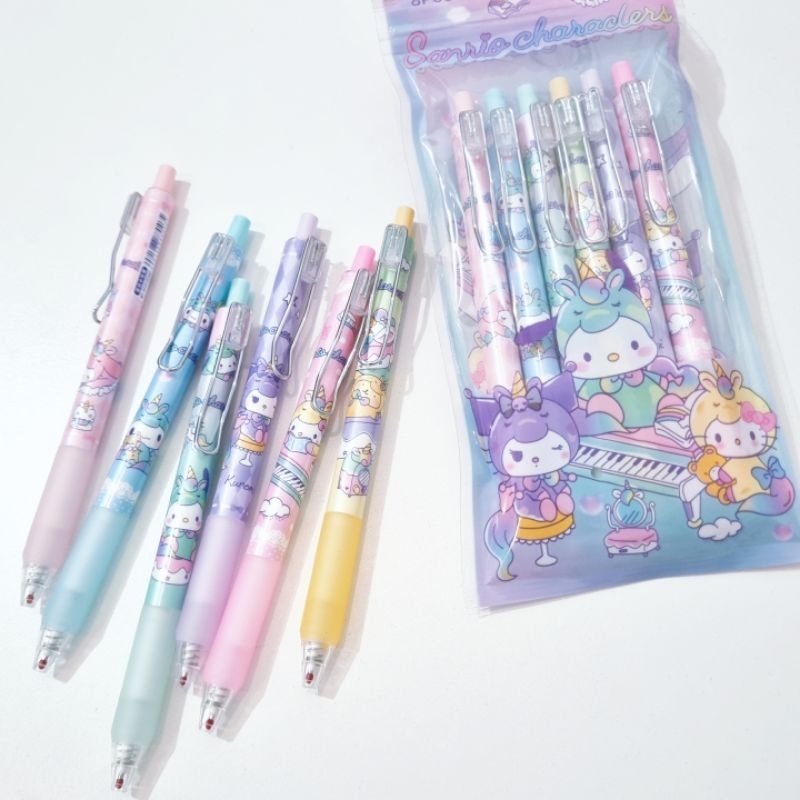 

Pulpen / Pena Gel Karakter Sanrio FREE POUCH / Bunny Girl isi 6pcs