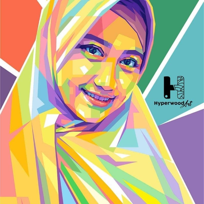 Lukisan Hyperwood WPAP/Lukisan Wajah Custom/Lukisan Kayu/Line Art/Hope Style/Karikatur/Vector/WPAP/T