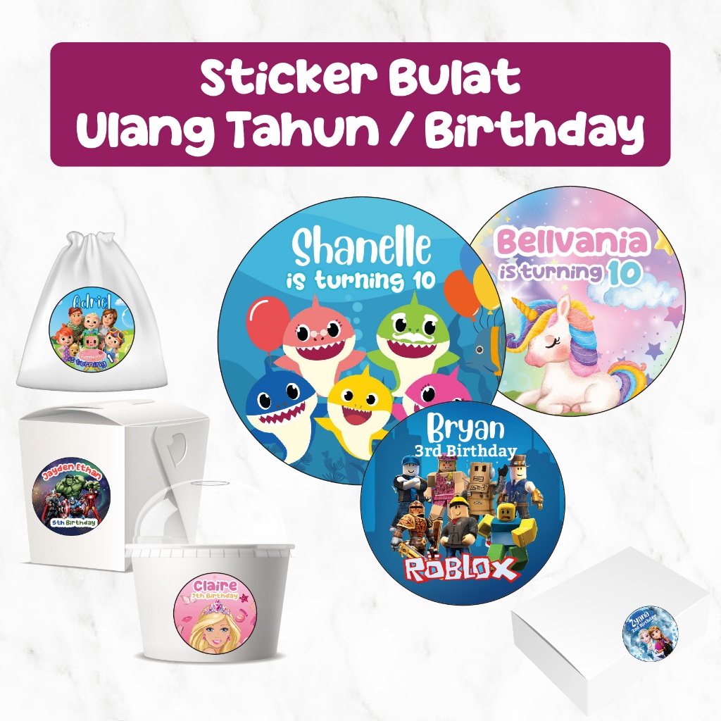 

Sticker Ulang Tahun Anak Stiker Birthday Ultah Souvenir Hampers Waterproof Anti Air