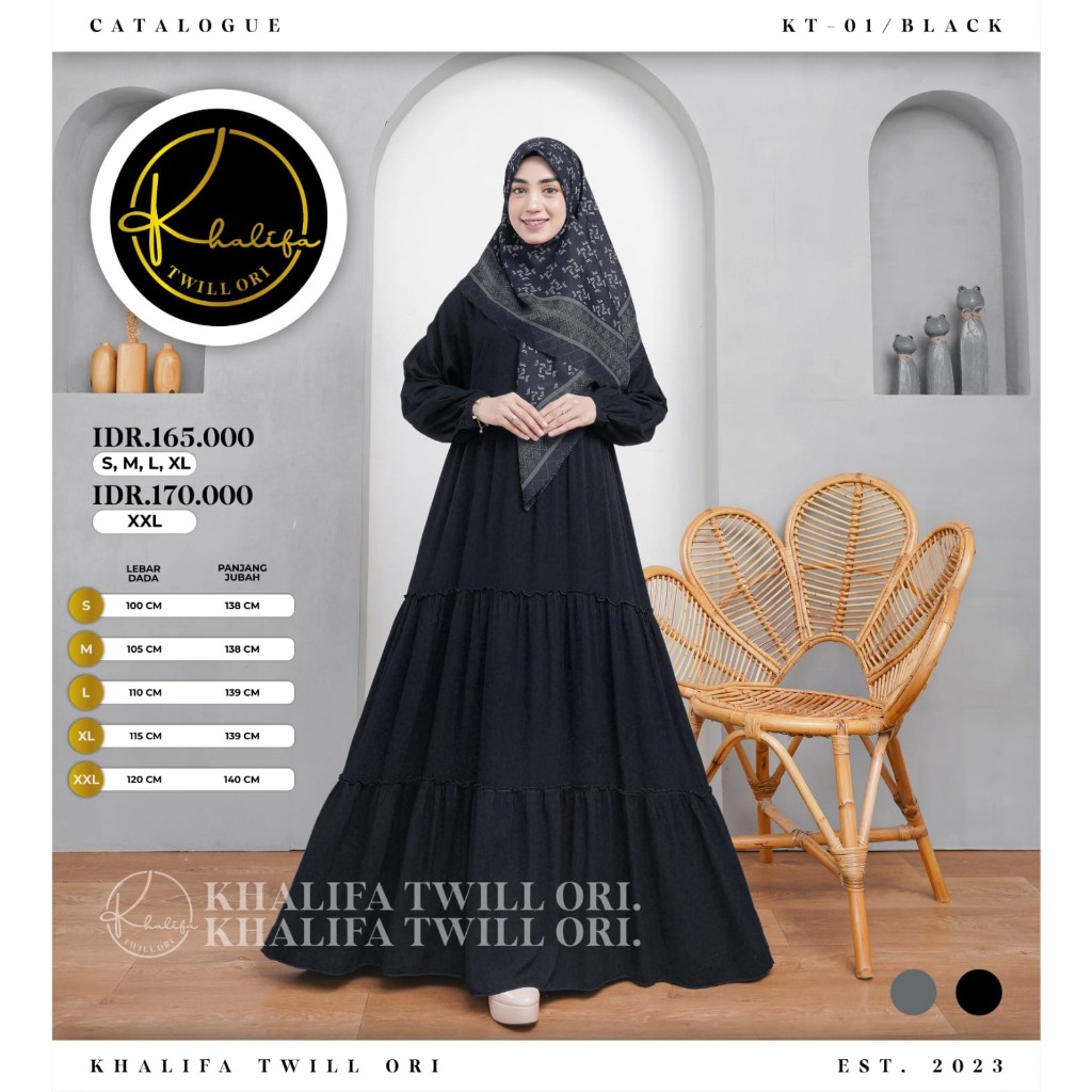 DRESS BAJU BUSANA MUSLIM WANITA DEWASA REMAJA POLOS BUSUI BAHAN TWILL ORI WARNA BLACK NAVY GREEN HIT