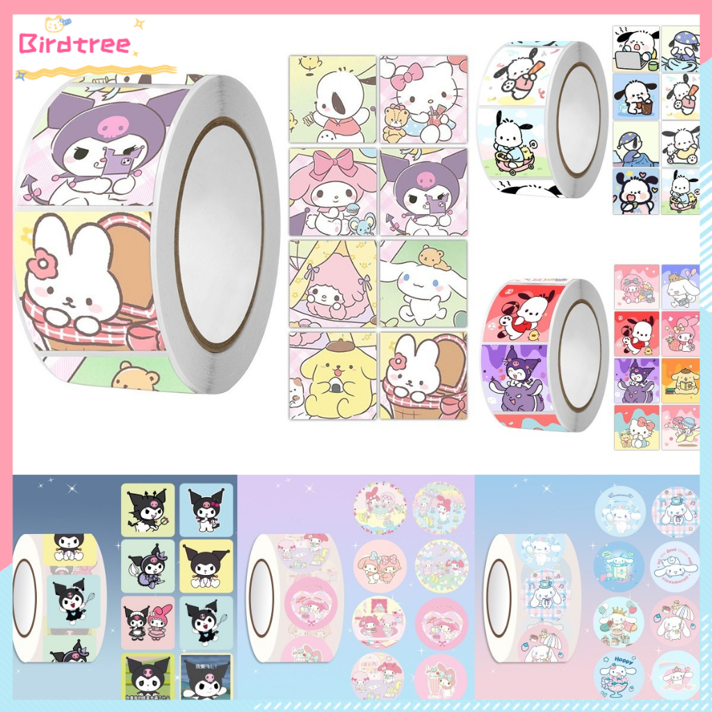 

[Readystock❤️COD]500Pcs/Roll Stiker Sanrio Kartun Lucu Stiker Bahan Melody Kuromi DIY Stiker Untuk Dekorasi