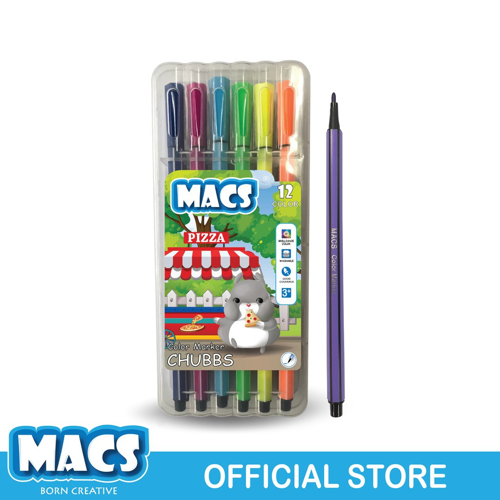 

MACS Color Marker 12 Warna Spidol Tipis Spidol Warna 12 Color CHUBS