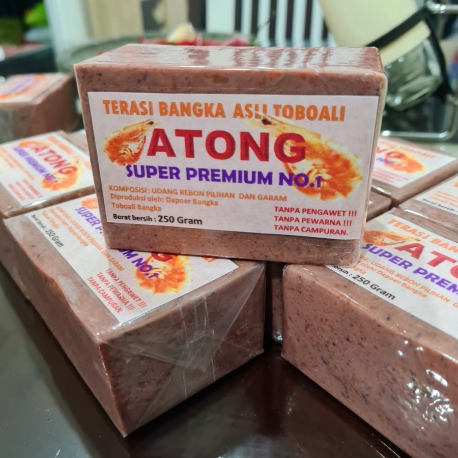 

TERASI BANGKA SUPER PREMIUM ATONG Belacan bangka asli toboali 250 gram / TERASI UDANG BANGKA ASLI TOBOALI