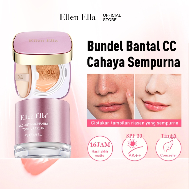 Ellen Ella Paket Bantal Perfect Glow CC Tone up cream + bb Cushion Serum SPF 30+ PA++ Cover All Perf