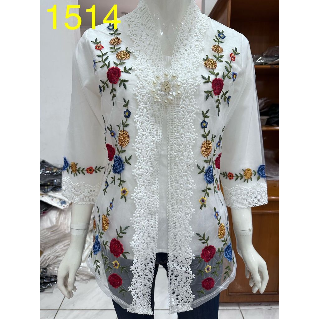 1508 kebaya rompi organdi alexuez premium brukat /kebaya encim bordir