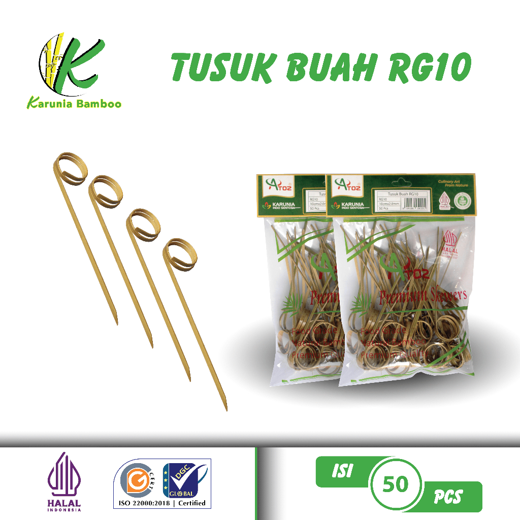 Tusuk cocktail bambu isi 50 pcs Tusuk garnish skewer, Tusuk Kaido, fruitpick Tusuk Buah tusuk simpul