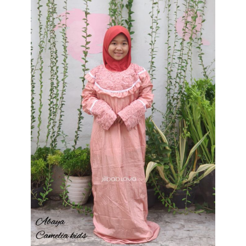 Mukenah Mukena Abaya Tanpa Tutup Kepala Bahan Parasit Parasut Anak Camelia jokam gading354