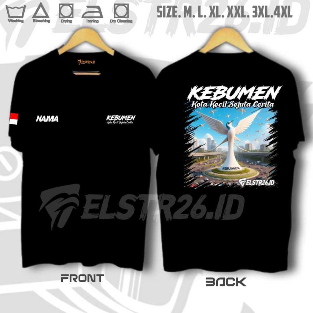 ELSTORE26. ID Tshirt Distro KOTA KEBUMEN | Free Tambah Nama Sendiri | Kaos Nama Kota | Baju Anak Ran