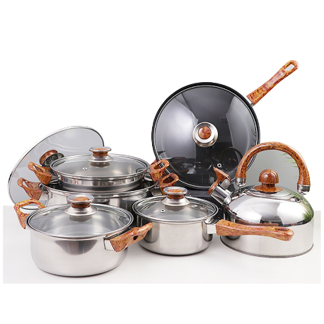 Panci Set 12 + 1 Pcs Panci Set Serbaguna Panci Set Stainless Steel anti karat Panci set Teko stainle