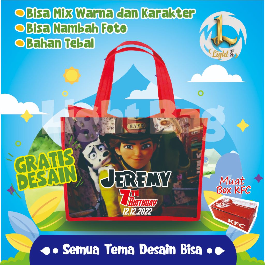 

TAS SOUVENIR ULTAH FIREHEART CUSTOM / TAS SOUVENIR PREMIUM / GRATIS DESAIN / BONUS FOTO ANAK / GOODIE BAG CUTE FIREHEART / TAS ULANG TAHUN FIREHEART / TAS ULTAH CUSTOM / TAS SOUVENIR 2 HARI JADI / TAS ULTAH / TAS ULANG TAHUN / BISA TAMBAH FOTO ANAK