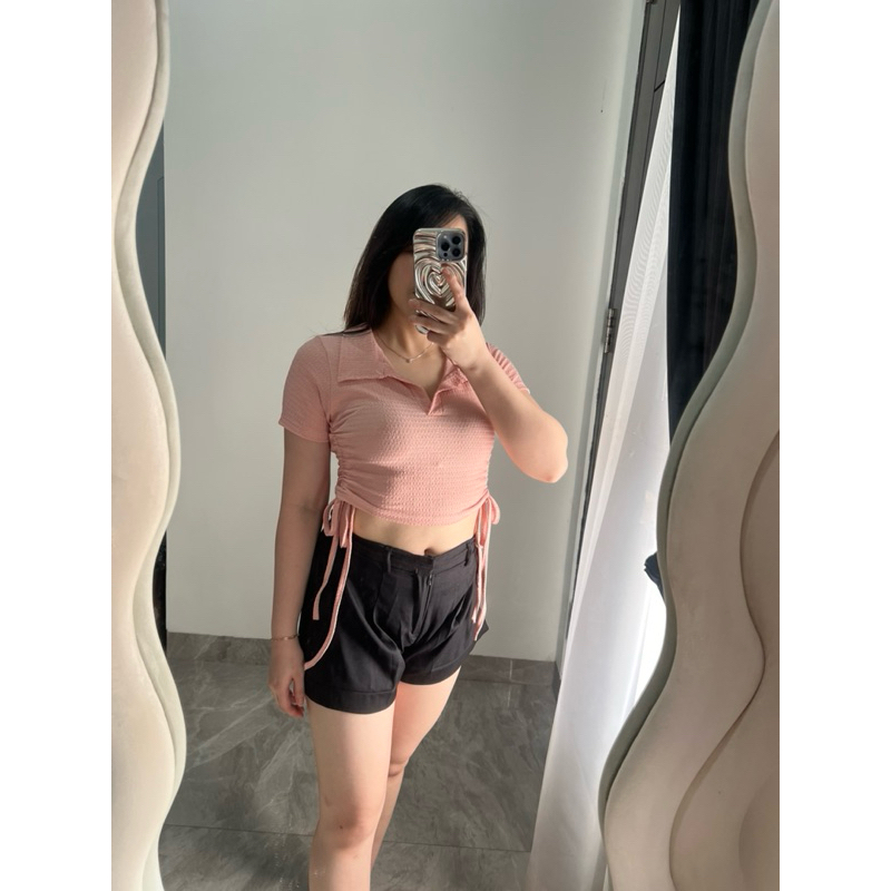 Crop Top Wanita Murah Tali Serut Premium Quality  / Baju Crop / Crop Top Serut / Croptee Serut