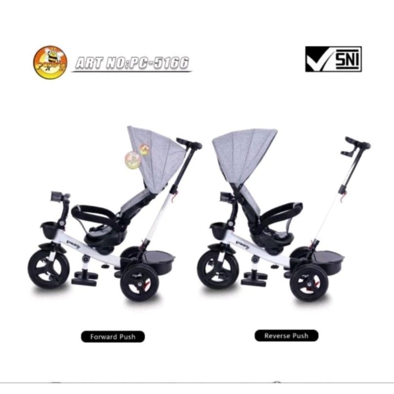 Sepeda anak roda tiga baby tricycle AT7708 AT 7708 pacific PC5166 PC 5166 bisa hadap depan belakang 