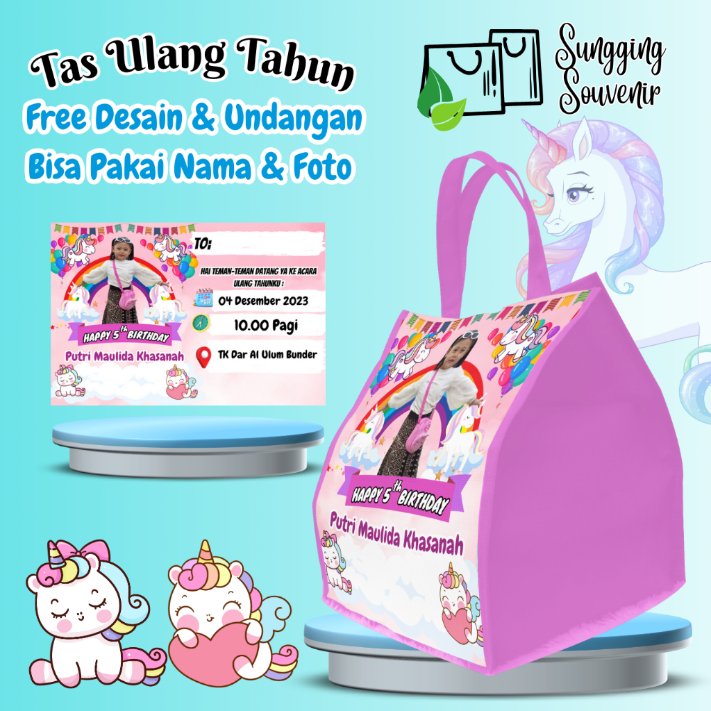 

50 Tas Ulang Tahun Free Undangan Anak Snack Bisa Custom Goodiebag Murah Muat Nasi Bento