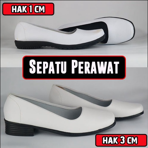 MALL Sepatu Pantofel Wanita Putih Sepatu Perawat Wanita Sepatu Flat Putih murah