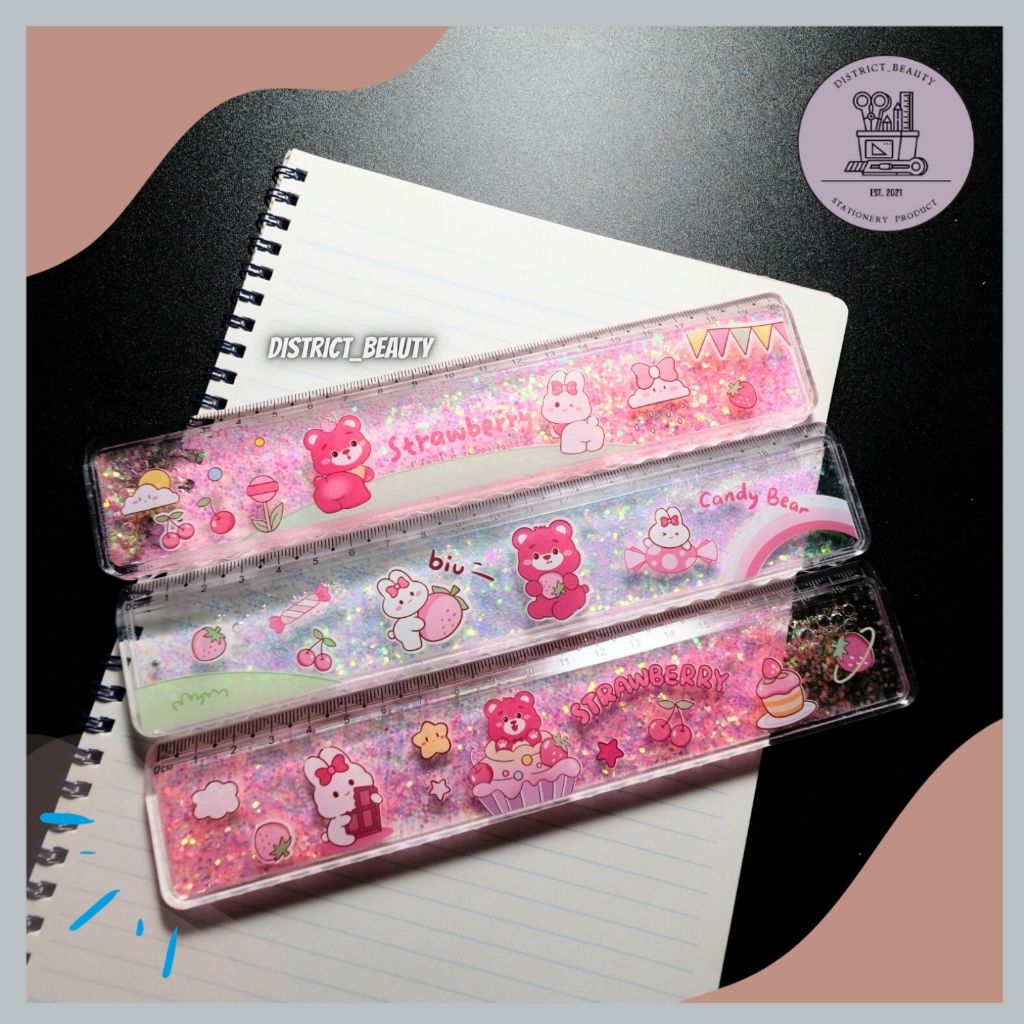 

PENGGARIS GLITTER AIR LOTSO STRAWBERRY PENGGARIS 20 CM ISI GLITTER AIR BERUANG PINK LUCU CUTE