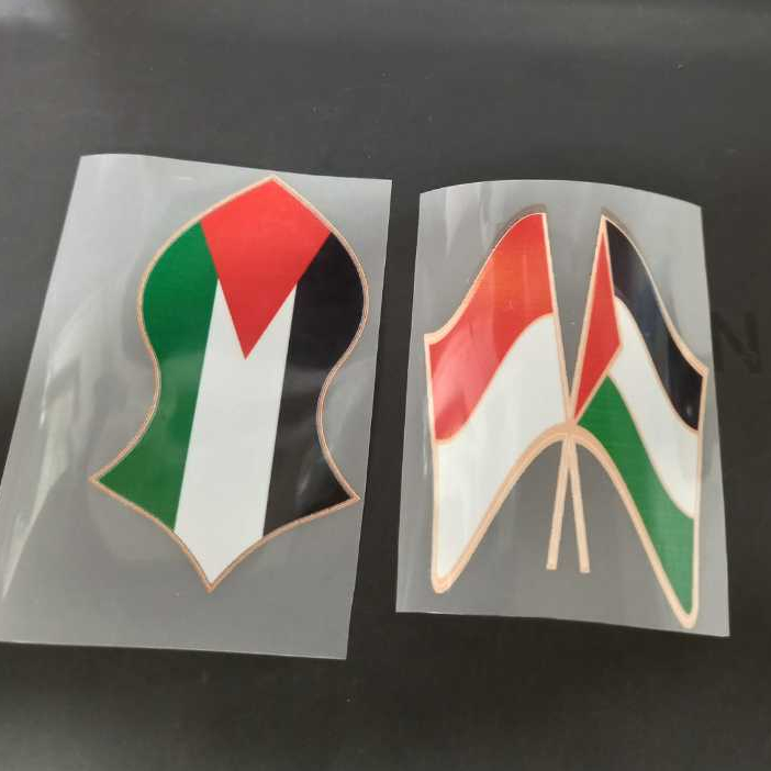 

Stiker DTF Palestina Indonesia Sticker DTF Gosok Tempel Kain Kaos Ukuran 5X7cm