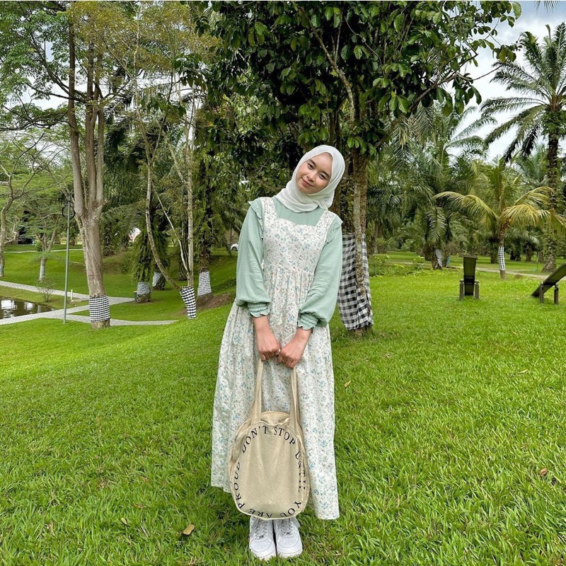 HIMARI MIDI DRES|OVERAL DRESS MOTIF BUNGA| MIDI DRES KOREAN STYLE|CAMELIA MIDI DRES/DRESS KOREAN SYL